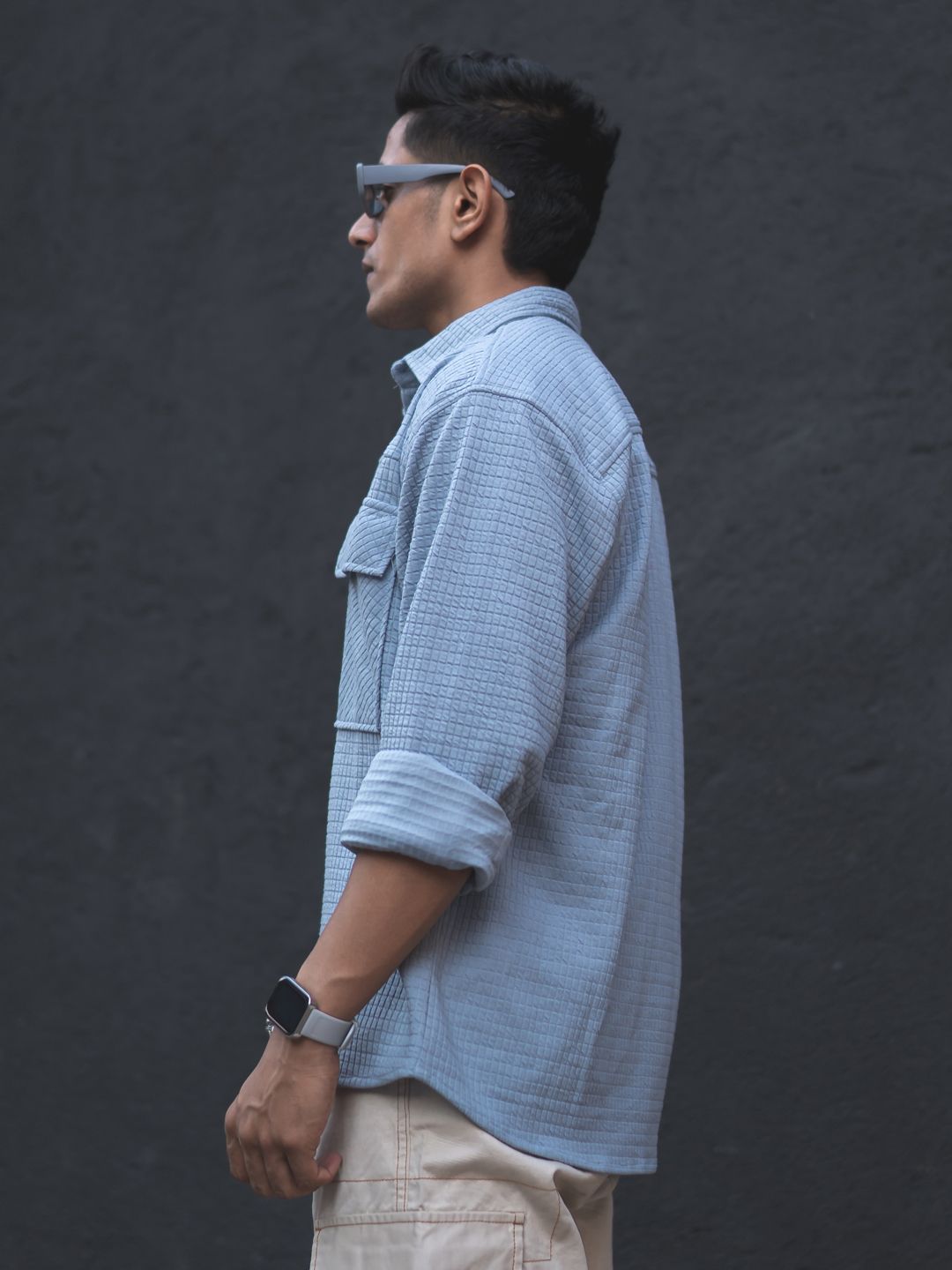 Powerlook India Slim Self Designed Spread Collar Casual Oversized Shirt
