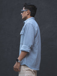 Powerlook India Slim Self Designed Spread Collar Casual Oversized Shirt