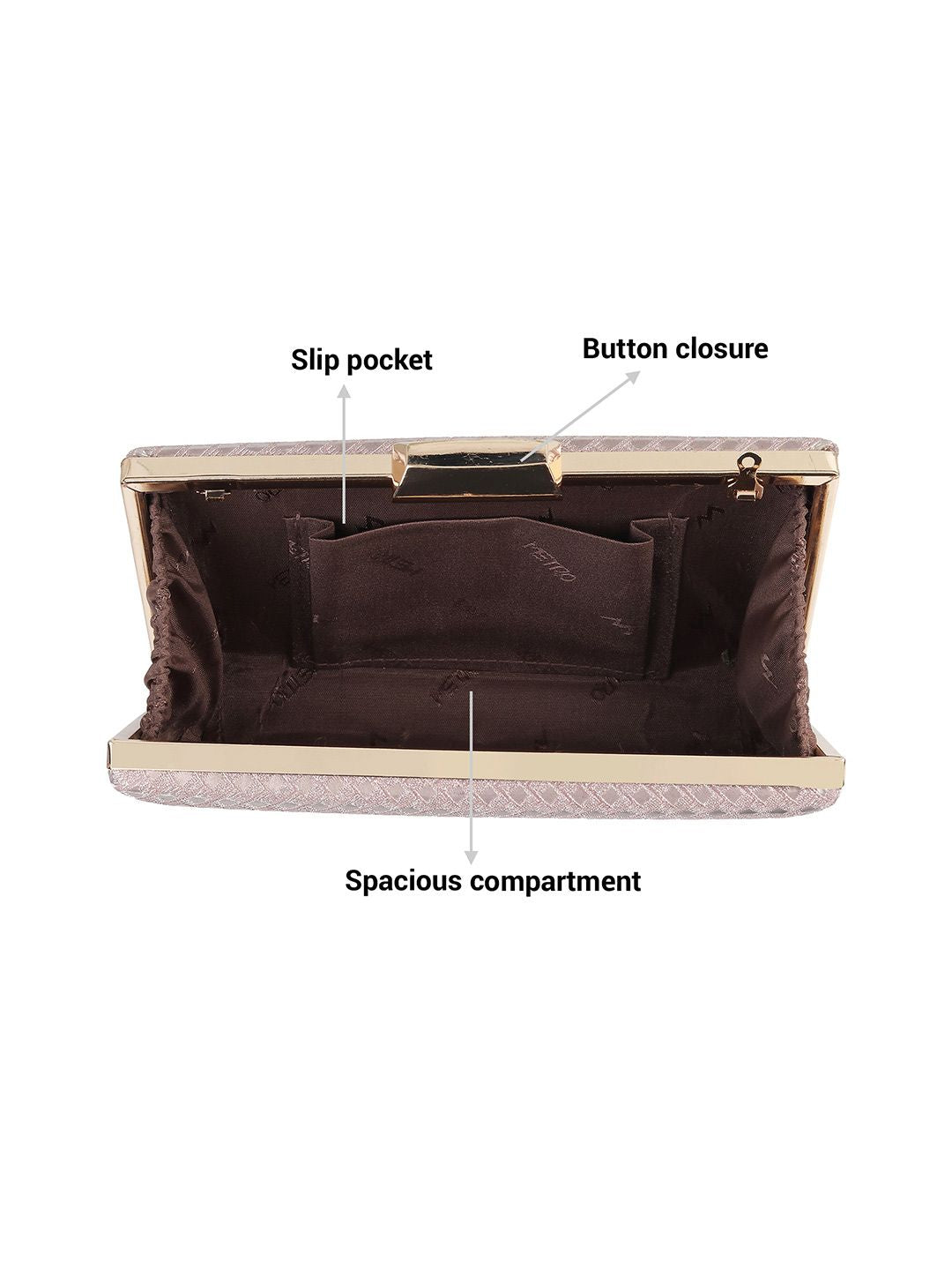 Metro Rose Gold Textured Box Clutch