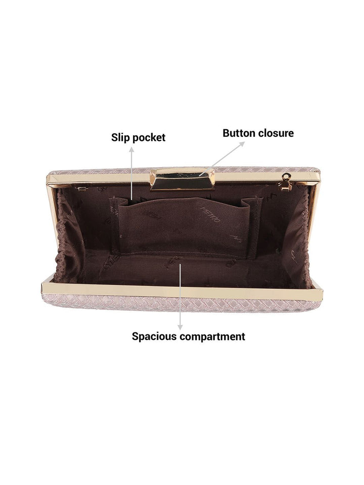 Metro Rose Gold Textured Box Clutch