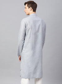 SOJANYA Men Grey Solid Straight Kurta
