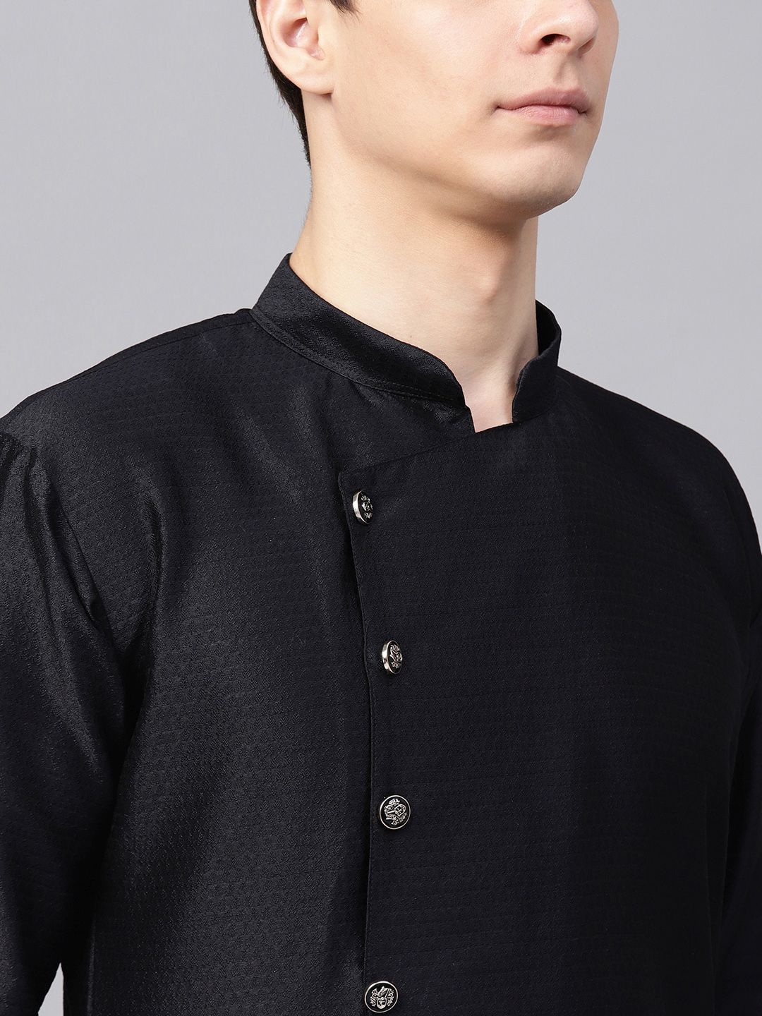SOJANYA Lelaki Hitam Solid Kurta Lurus