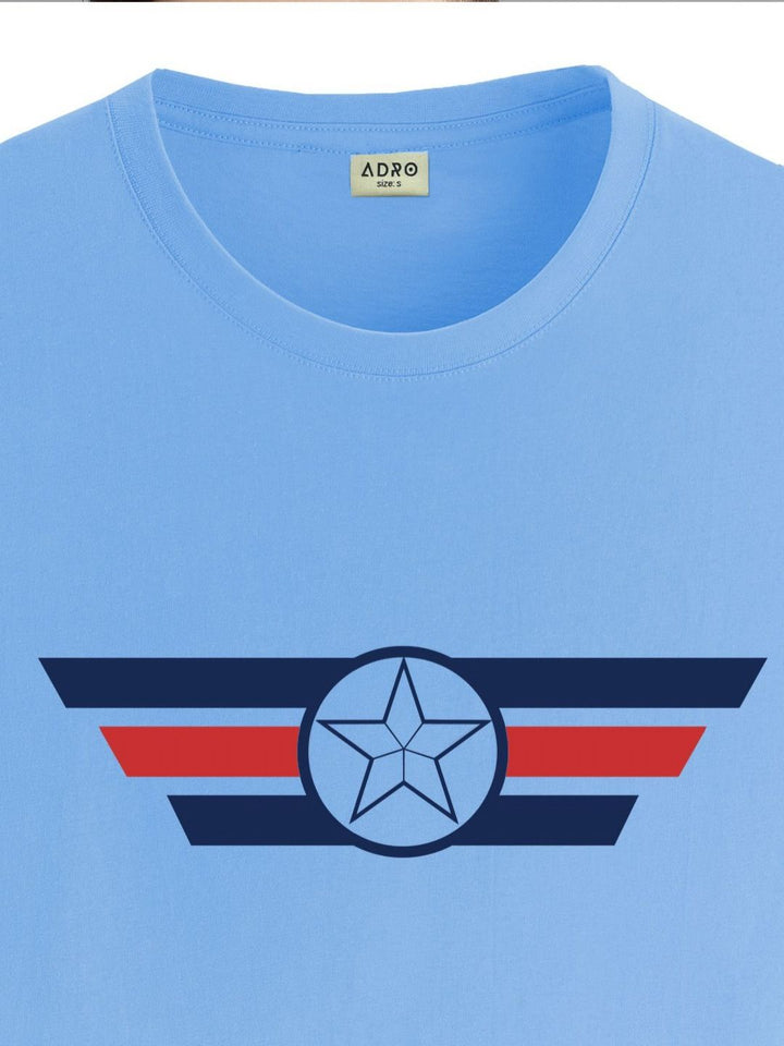ADRO Men Printed Raw Edge T-shirt