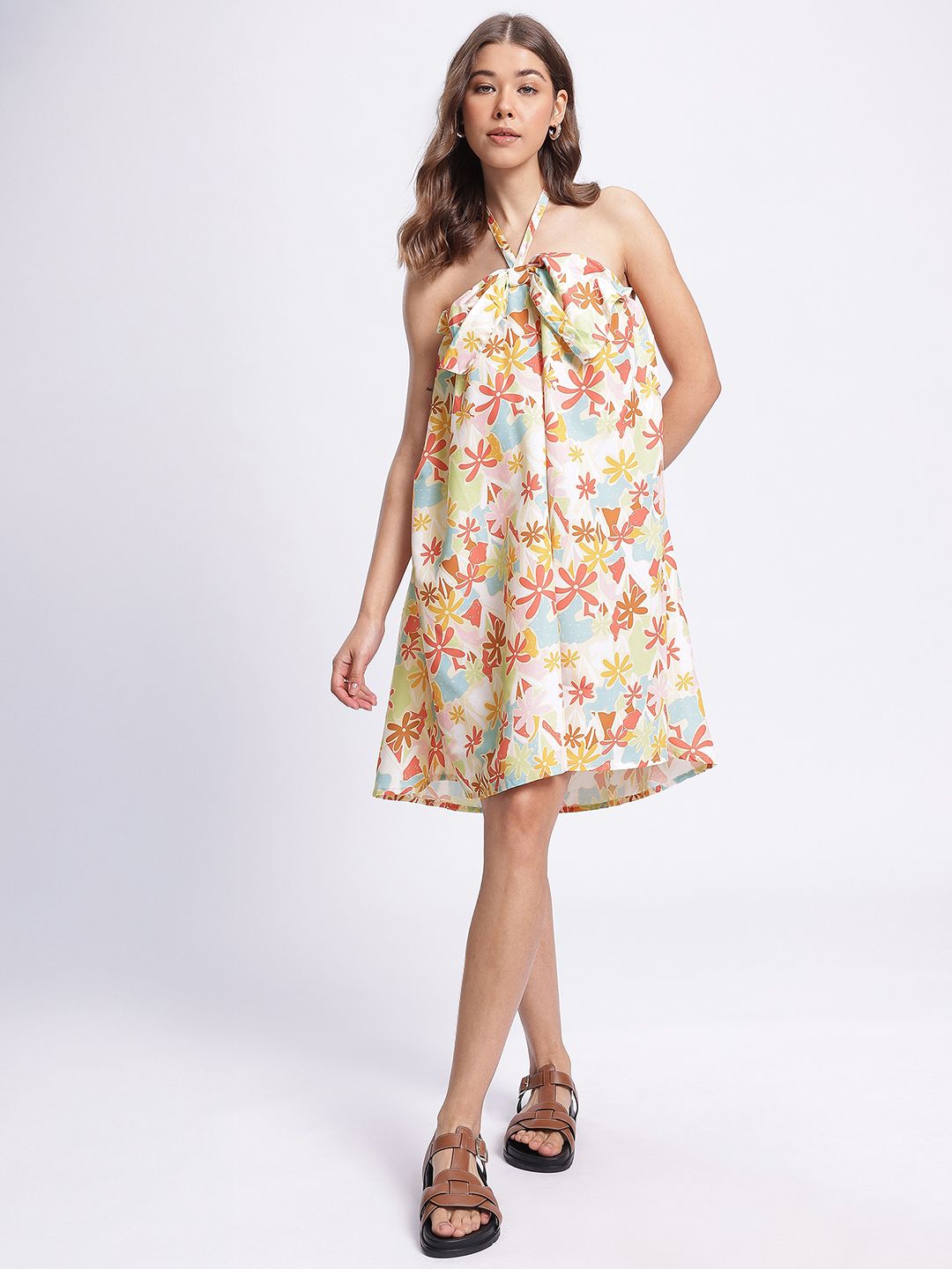 DressBerry Summer Breeze Floral Print Bow-Detail Sheath Dress