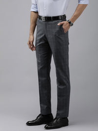 Park Avenue Men Mid-Rise Checked Smart Trousers