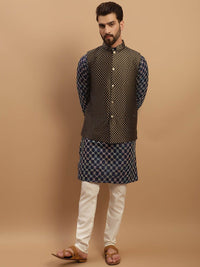 SOJANYA Ethnic Motifs Embroidered Kurta with Churidar & Nehru Jacket