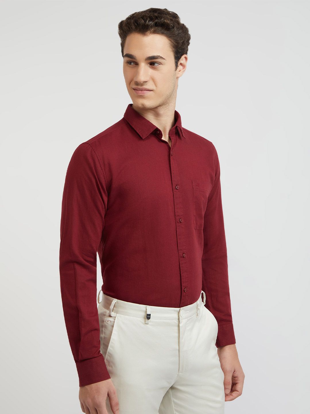 Raymond Cotton Linen Solid Slim Fit Casual Shirt
