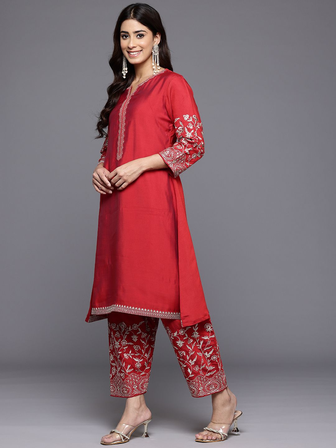 Varanga Women Zari & Sequin Embroidered Kurta with Salwar & Dupatta