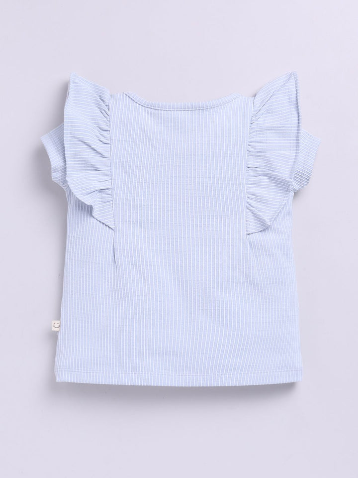 Happy Faces Girls Striped Ruffles Detail Pure Cotton Top