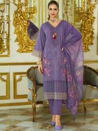 Varanga Nazrana Floral Thread Embroidered Schiffli Orangza Lace Kurta Trouser & Dupatta