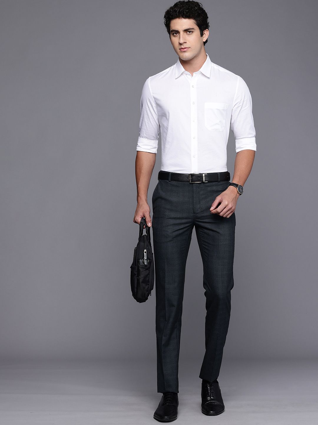 Raymond Men Checked Slim Fit Formal Trousers