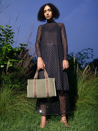 Lino Perros Self Design Canvas Structured Handheld Bag