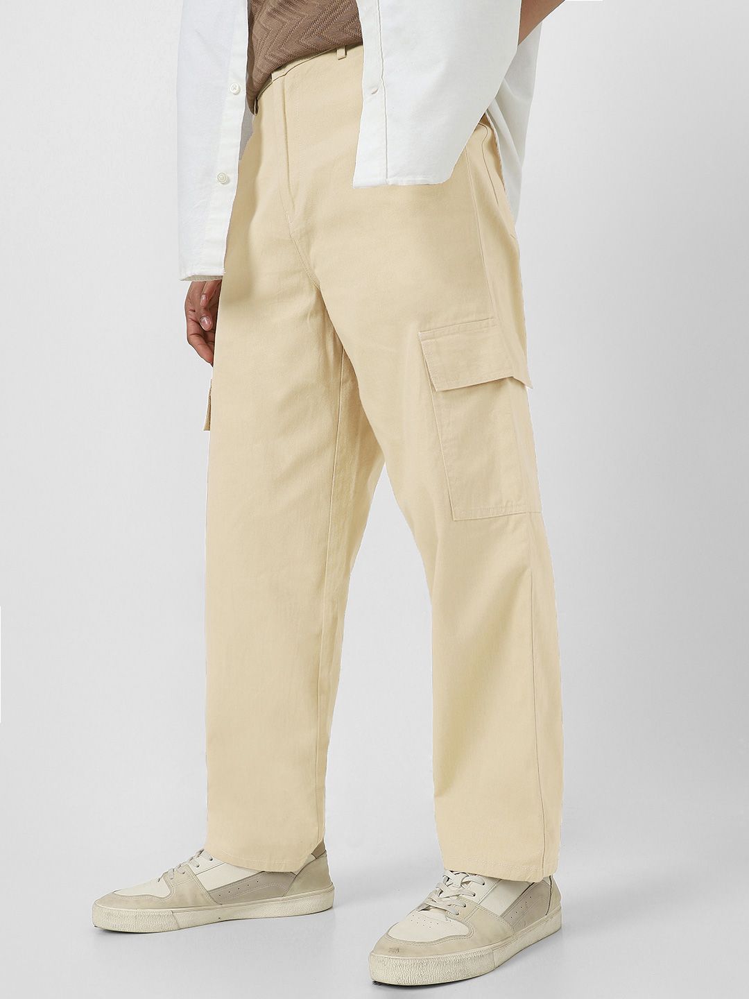 Urbano Fashion Men Loose Baggy Fit Solid Cargo Chino Pant with 6 Pockets Non-Stretchable