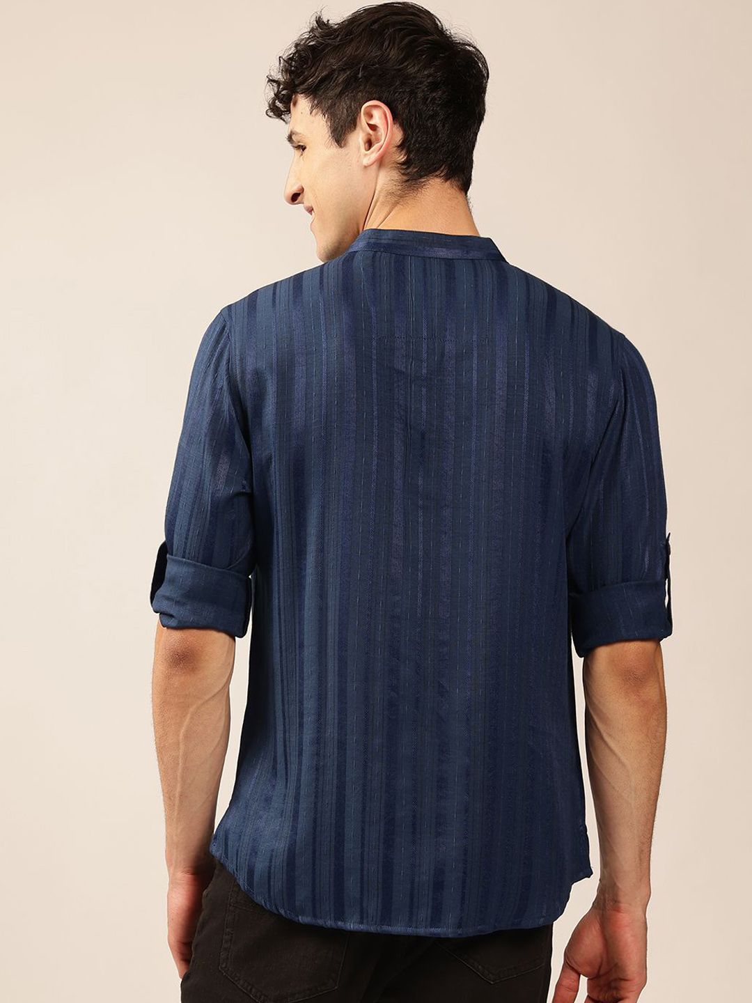 Anouk Men Striped Self Design Short Kurta