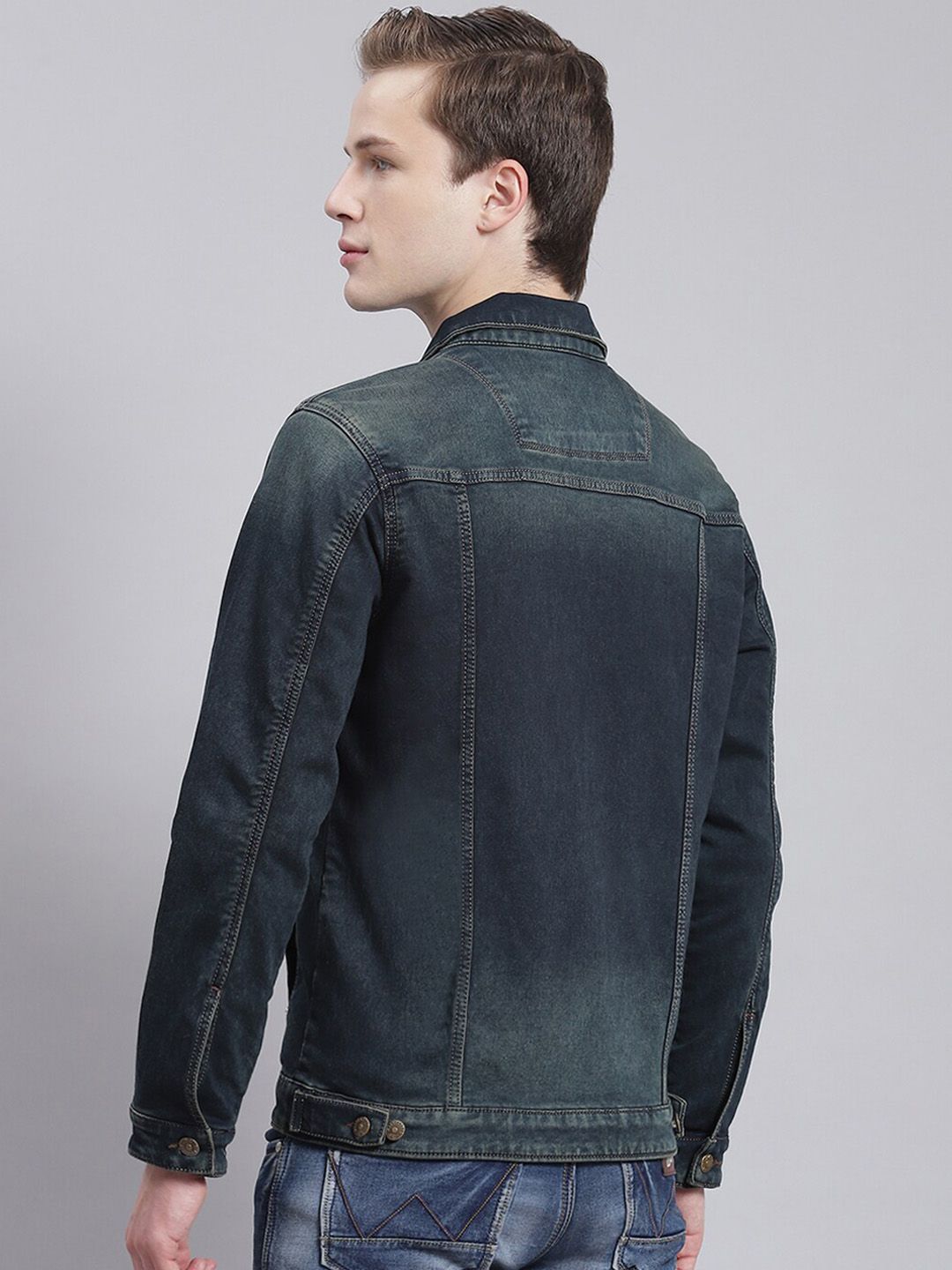 Monte Carlo Spread Collar Long Sleeves Denim Jacket