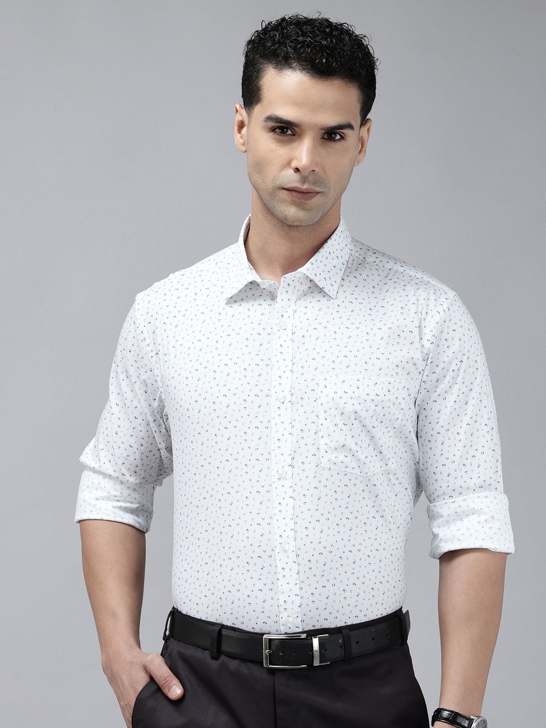 Park Avenue Slim Fit Opaque Floral Printed Formal Shirt