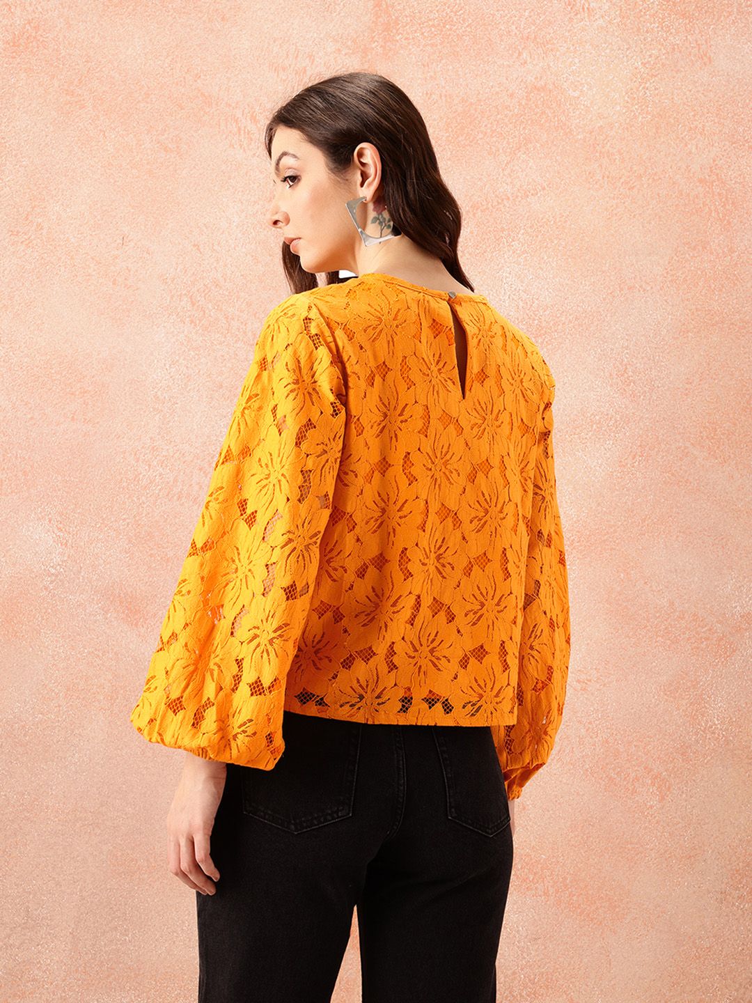 all about you Self Design Puff Sleeve Top