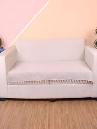 STITCHNEST Beige Self Design 1 Seater Sofa Cover