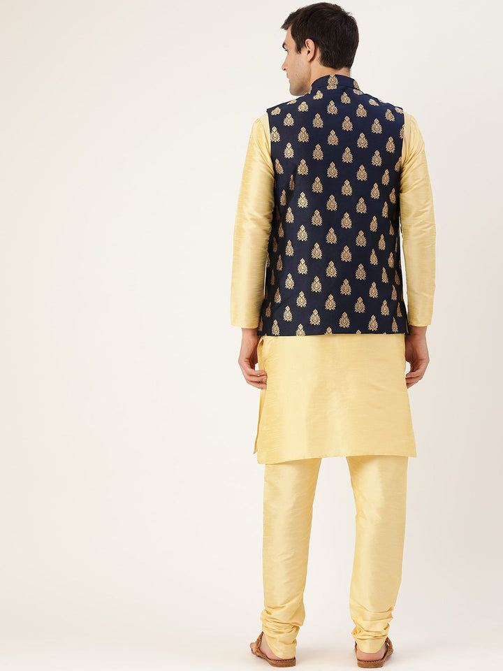SOJANYA Mandarin Collar Regular Kurta With Churidar & Nehru Jacket