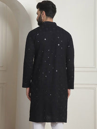 SOJANYA Mandarin Collar Thread Work Cotton Kurta
