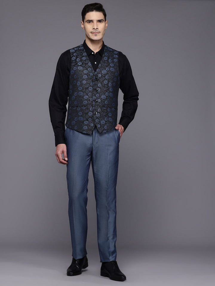 Raymond Party Blazer & Trouser With Woven Design Waistcoat