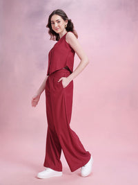 DressBerry Textured Vest Top With Pleated Pants Co-Ords