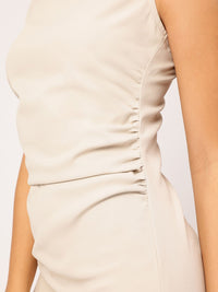 DressBerry Neutral Affair Ruched Mini Bodycon Dress