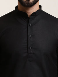 SOJANYA Lelaki Hitam Solid Kurta Lurus