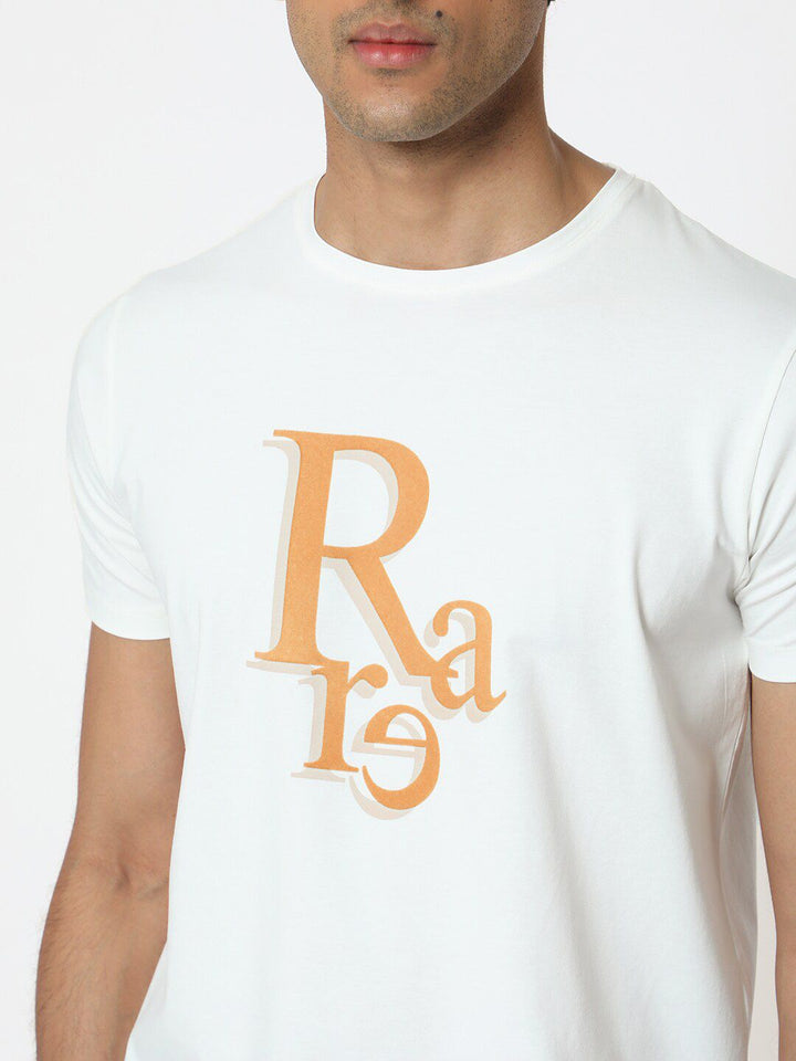 RARE RABBIT Men Cero Typography Printed Cotton Slim Fit T-Shirt