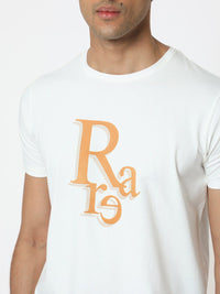 RARE RABBIT Men Cero Typography Printed Cotton Slim Fit T-Shirt