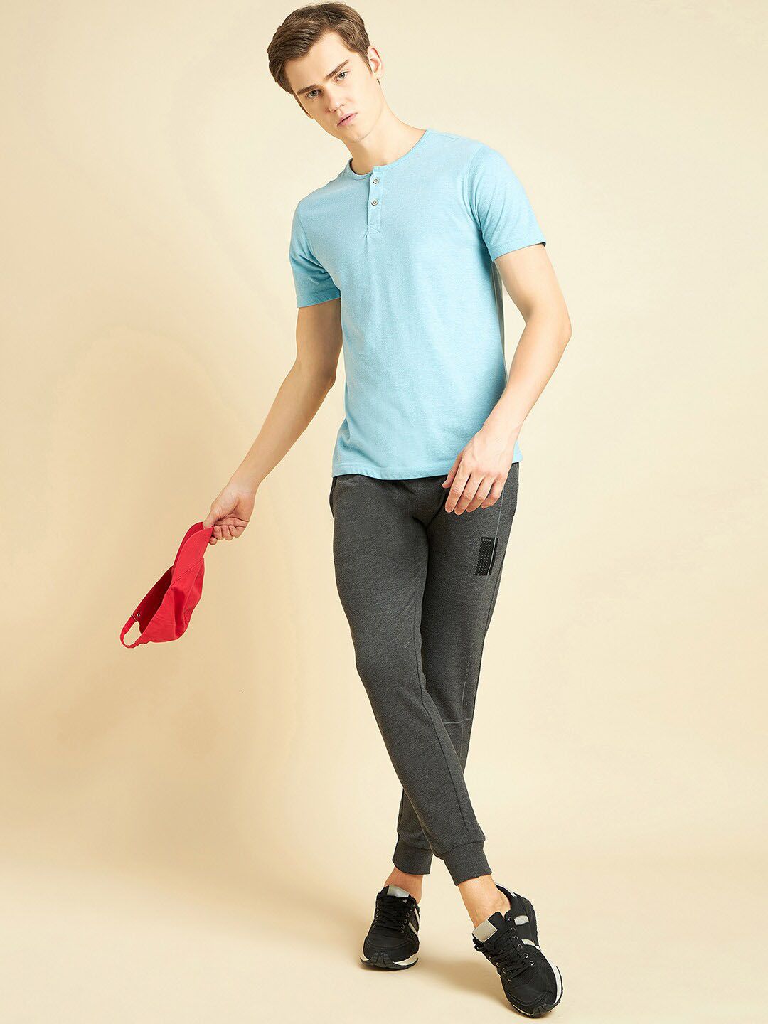 Sweet Dreams Men Charcoal Dry Fit Mid Rise Cotton Joggers