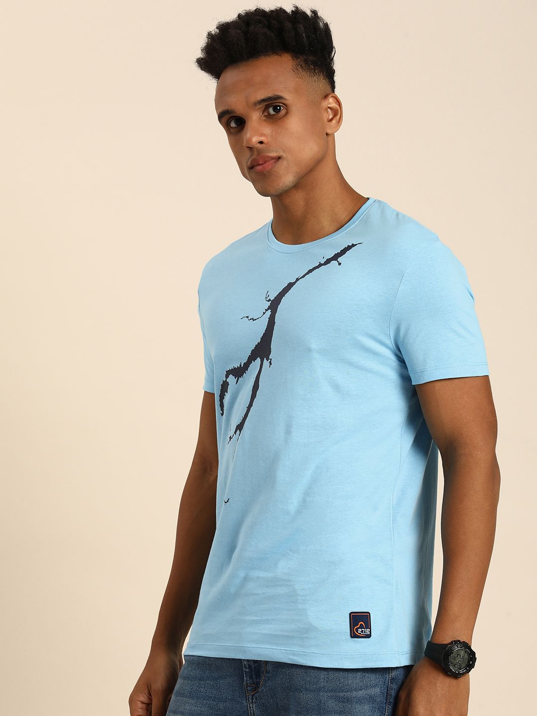 Being Human Pure Cotton Abstract Printed Casual T-shirt