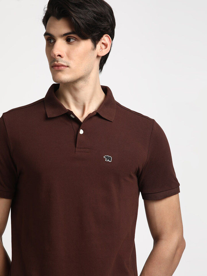 THE BEAR HOUSE Polo Collar Slim Fit Pure Cotton T-shirt