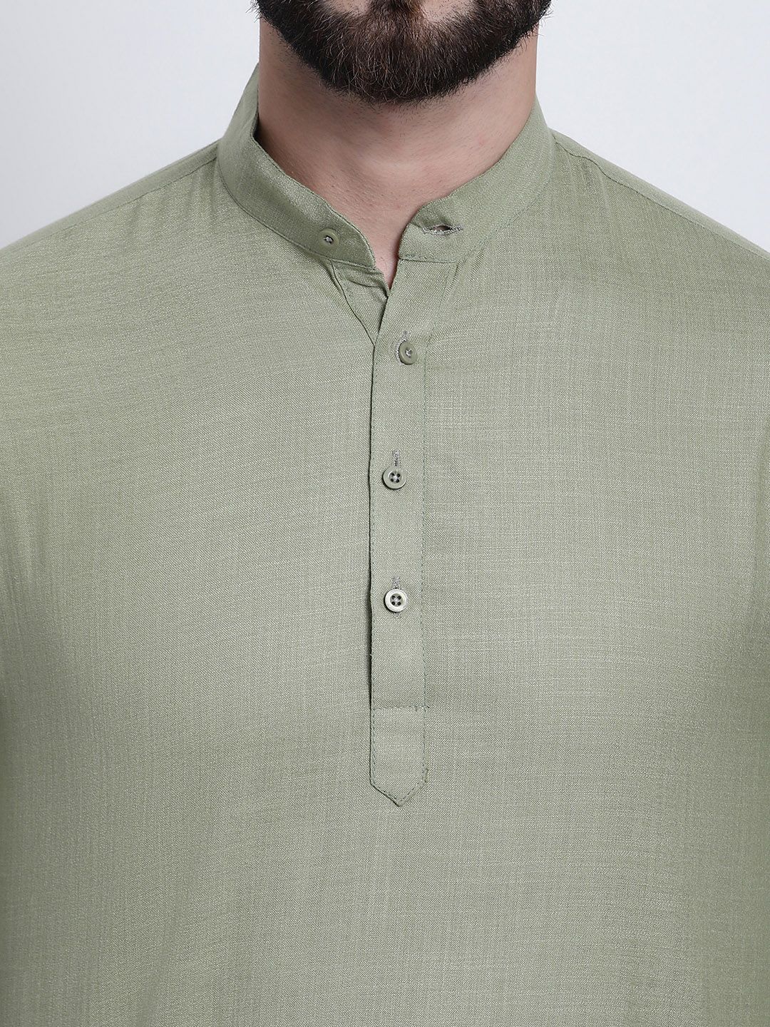 Anug by SOJANYA Men Green Roll-Up Sleeves Kurta