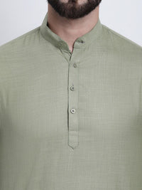 Anug by SOJANYA Men Green Roll-Up Sleeves Kurta