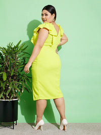 SASSAFRAS Curve Plus Size V-Neck Bodycorn Midi Dress