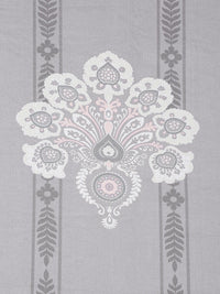 KLOTTHE Grey Floral Printed Dilengkapi 400 TC Kapas Cadar King & 2 Sarung Bantal