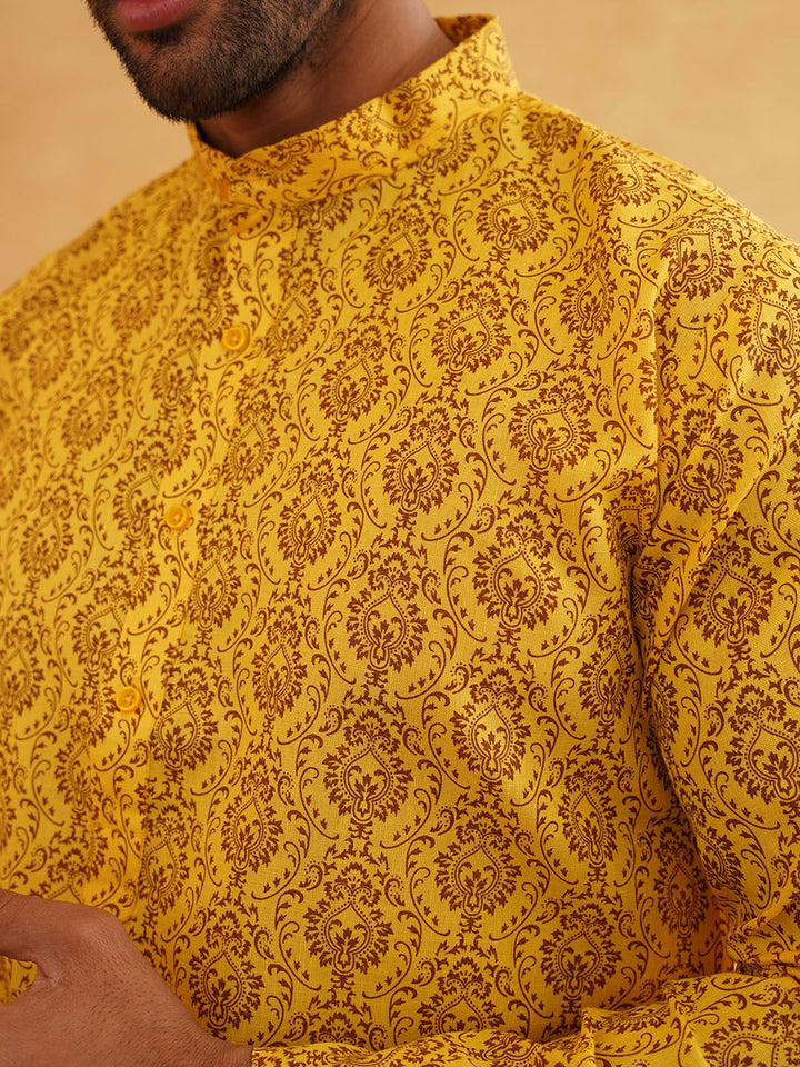 SOJANYA Kurta Kolar Bercetak Motif Etnik Mandarin Dengan Pijama