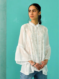 House of Chikankari Women Floral Embroidered Flared Sleeves Kurta