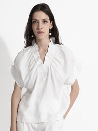 RAREISM Solid V-Neck Extended Sleeves Top