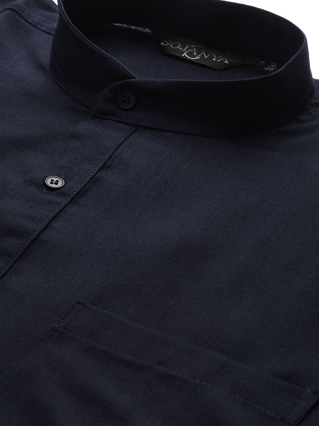 SOJANYA Men Navy Blue Solid Straight Kurta