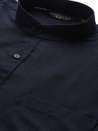 SOJANYA Men Navy Blue Solid Straight Kurta