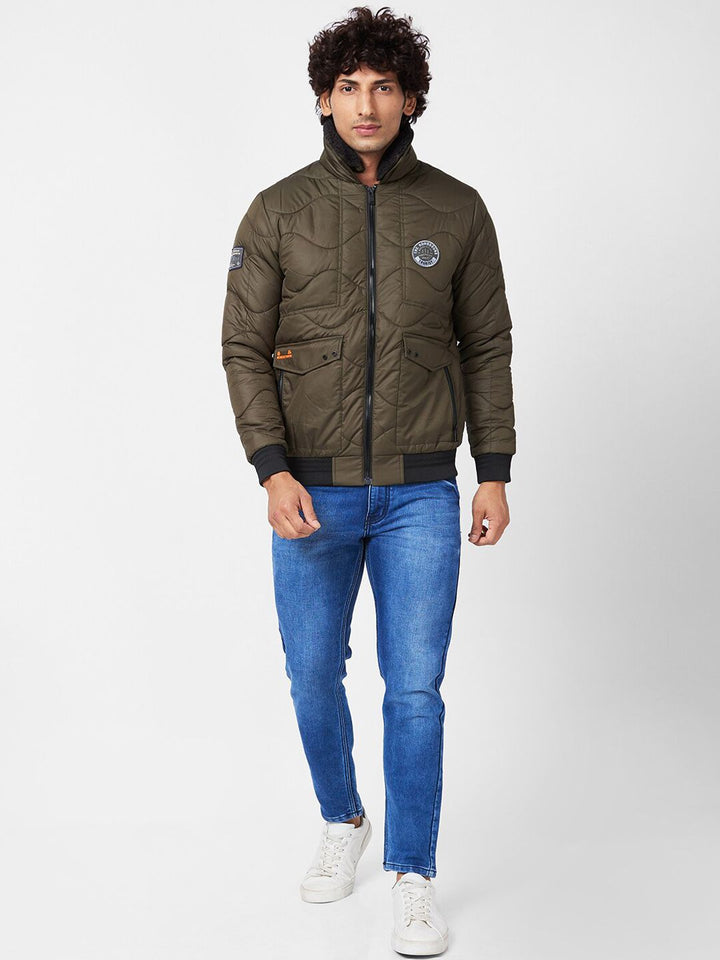 SPYKAR Mock Collar Quilted Jacket