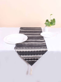 STITCHNEST Black & White Striped Acrylic Table Runner