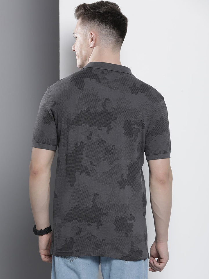 The Indian Garage Co Men Abstract Printed Polo Collar T-shirt