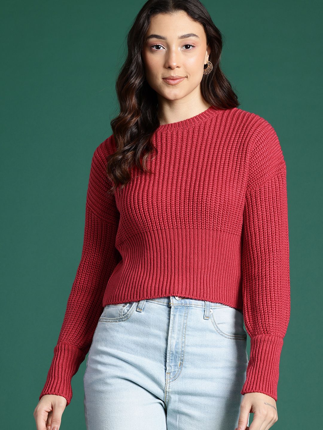 DressBerry Drop Shoulder Acrylic Pullover