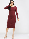 Chic oleh Tokyo Talkies Maroon Bodycon Midi Dress