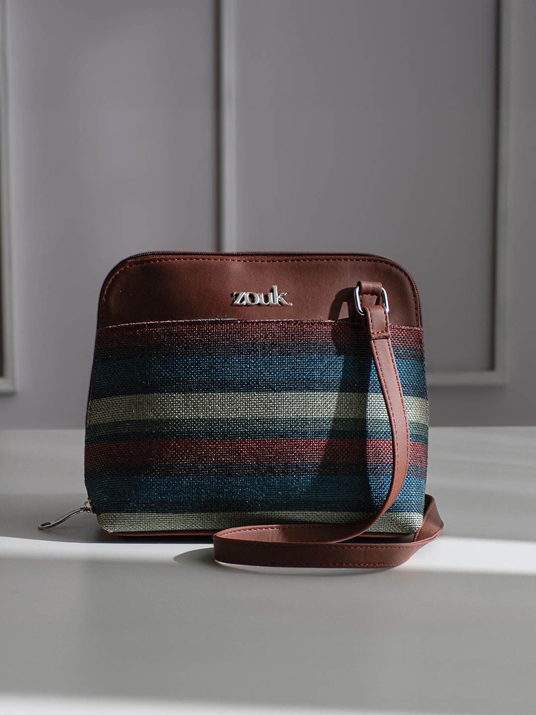 ZOUK Striped Structured Sling Bag