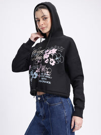 DressBerry Retro Glow Printed Hooded Sweatshirt