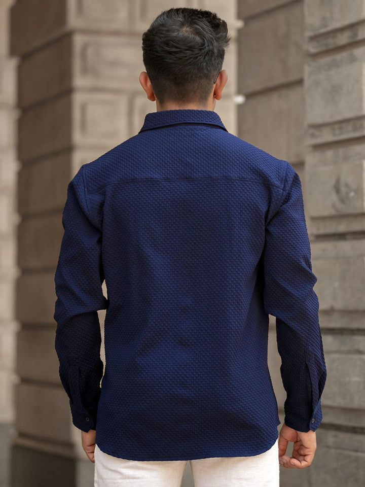 Powerlook Men Spread Collar Solid Casual Shirt